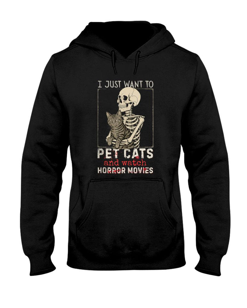 Pet Mom Halloween Shirt - Halloween I Just Want to Pet Cats and Watch Horror Movies Tank Top