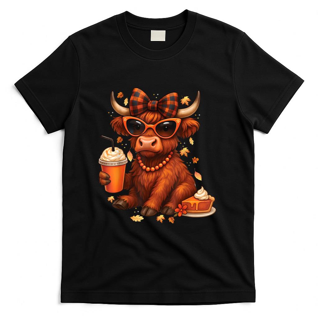 Cozy Season Fall Highland cow Bow Girls Autumn Thanksgiving T-Shirt