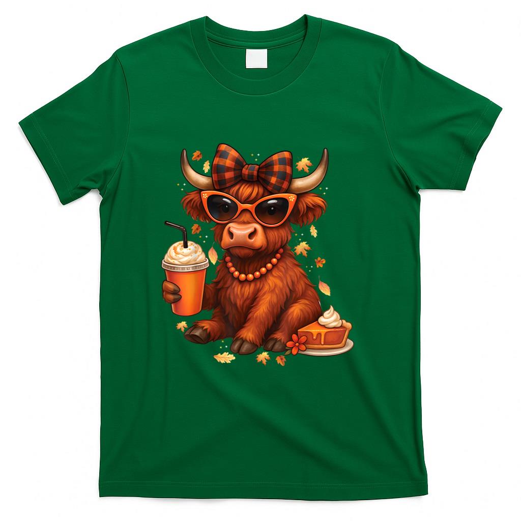 Cozy Season Fall Highland cow Bow Girls Autumn Thanksgiving T-Shirt
