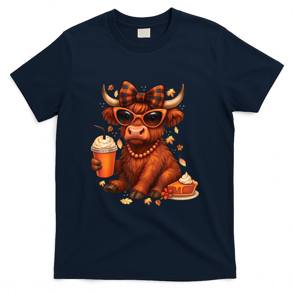 Cozy Season Fall Highland cow Bow Girls Autumn Thanksgiving T-Shirt