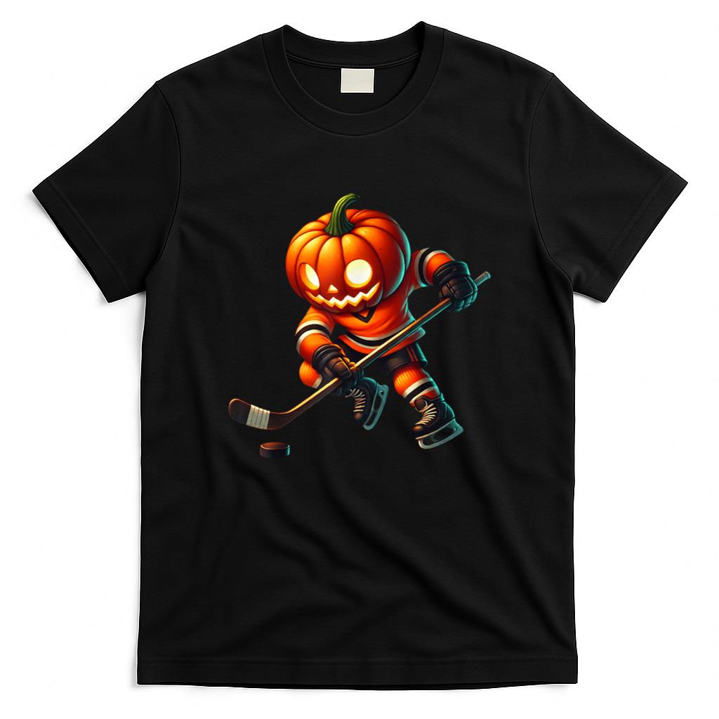 Halloween Shirt - Ice Hockey Pumpkin Face Halloween Costume Men Boys Kids T-Shirt