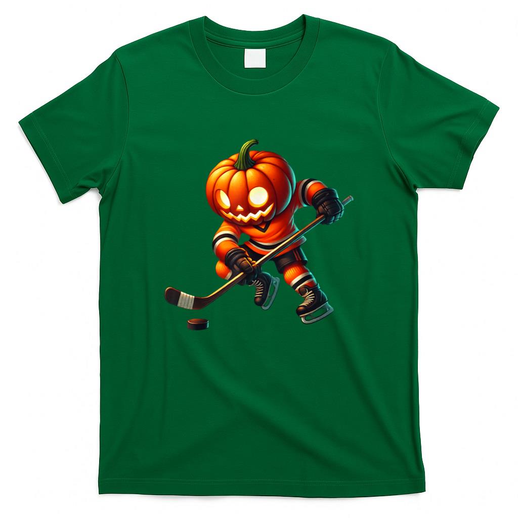 Halloween Shirt - Ice Hockey Pumpkin Face Halloween Costume Men Boys Kids T-Shirt