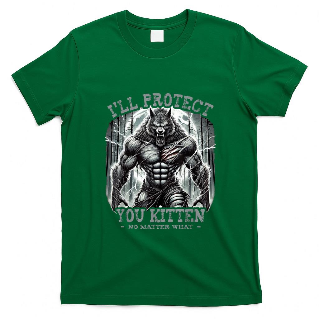 Funny Tees - Funny Graphic Tee I'll Protect You Kitten Alpha Wolf T-Shirt