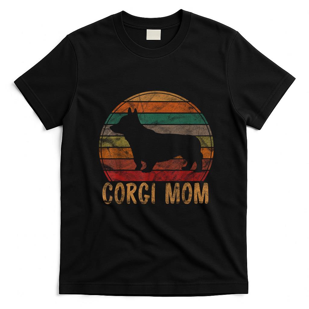 Pet Mom Halloween Shirt - Retro Corgi Mom Gift Dog Mother Pet Welsh Corgi Mama T-Shirt