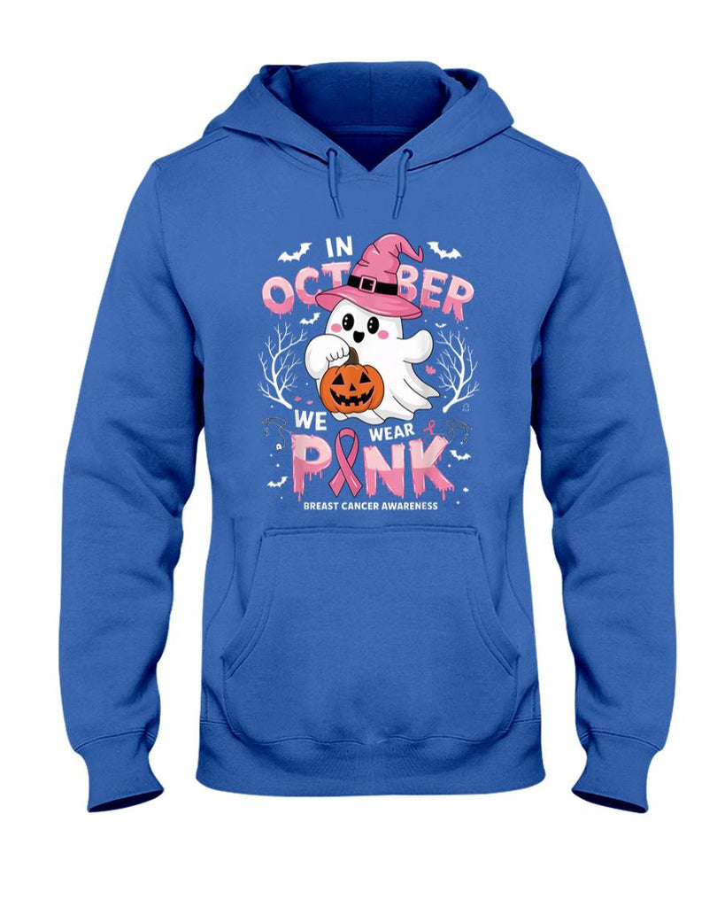 In October We Wear Pink shirt Ghost Breast Cancer Awareness T-Shirt