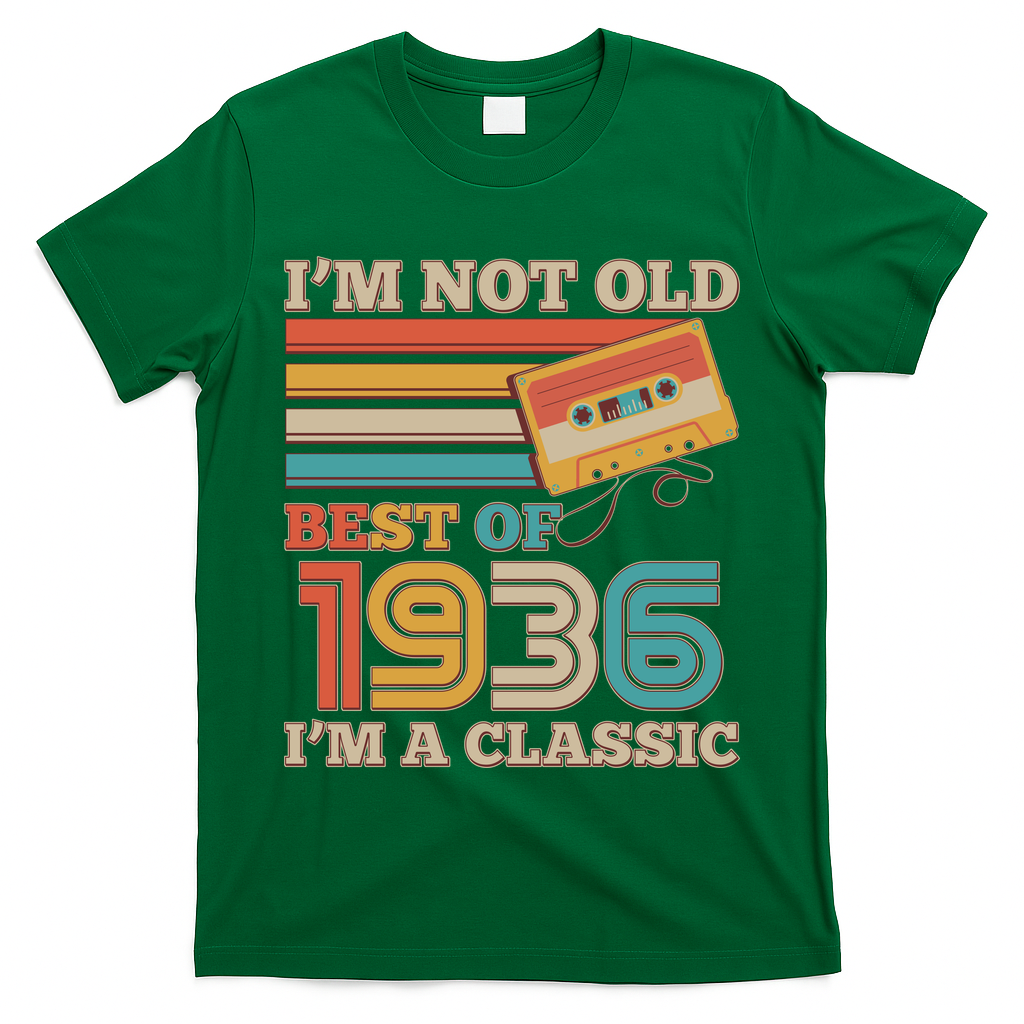 90th 1936 Birthday Retro I'm Not Old I'm A Classic Best Of Cassette Tape  T-Shirt