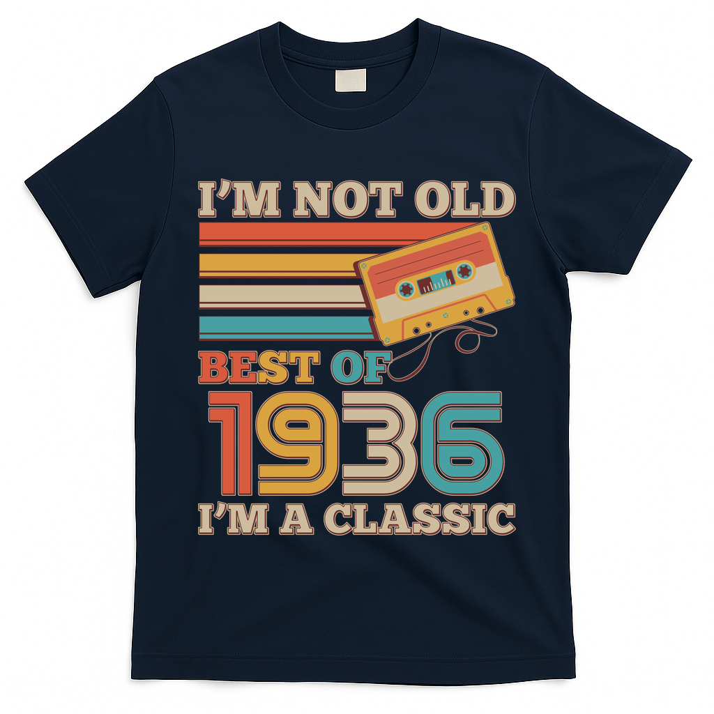 90th 1936 Birthday Retro I'm Not Old I'm A Classic Best Of Cassette Tape  T-Shirt