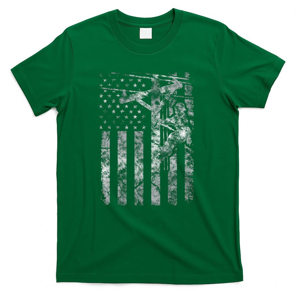 Distressed Patriotic Electric Cable Lineman American flag Long Sleeve T-Shirt