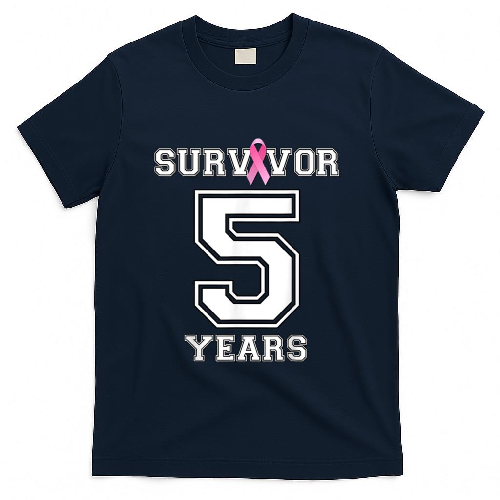 5 Years Breast Cancer Survivor Gifts For Women Pink Ribbon T-Shirt