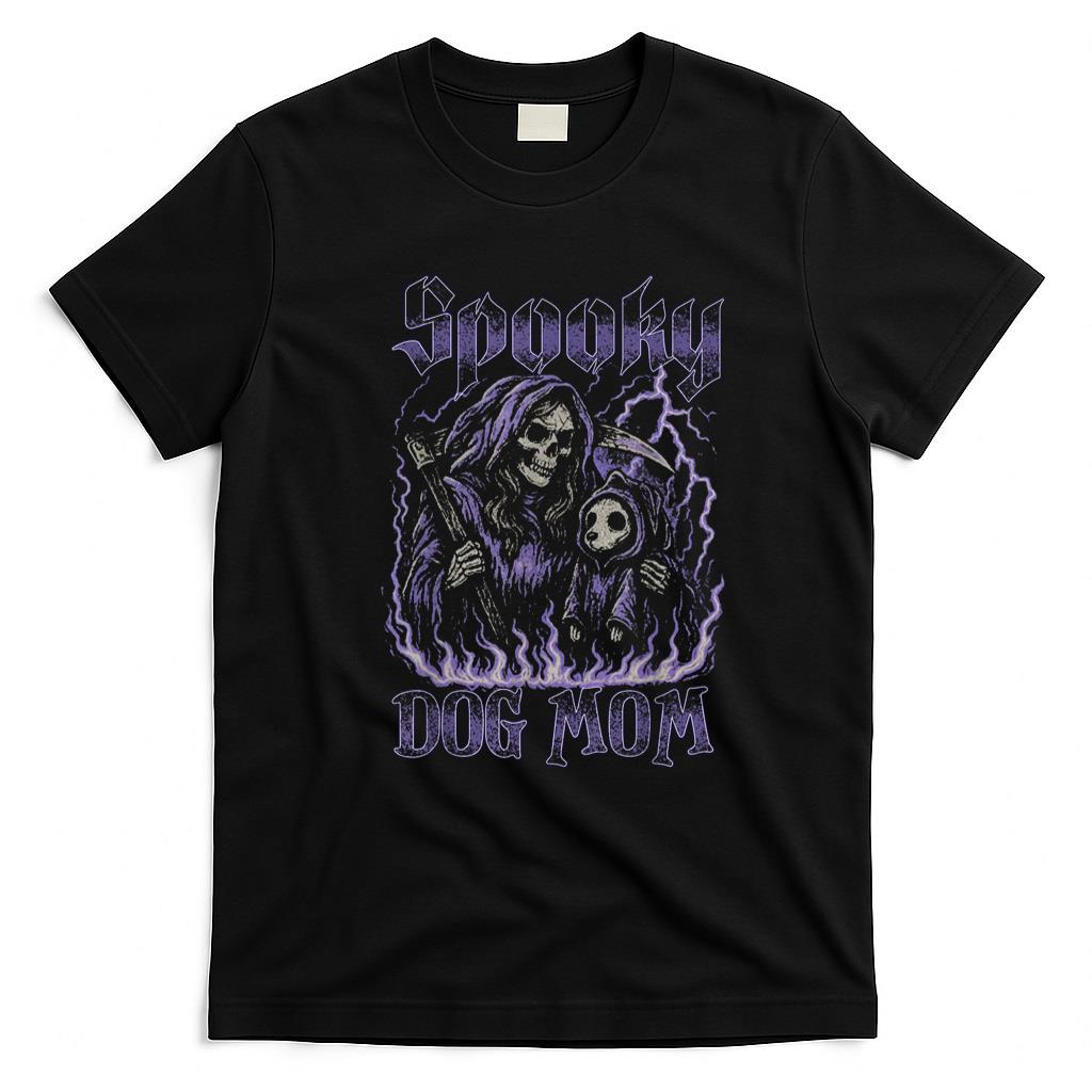 Pet Mom Halloween Shirt - Spooky Dog Mom Spooky Skeleton Dog Mom Halloween Retro T-Shirt
