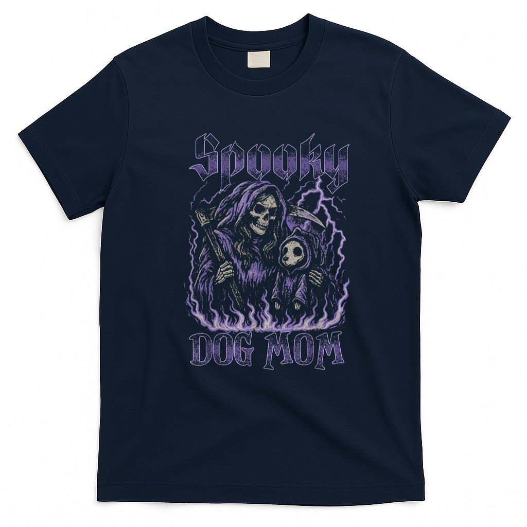 Pet Mom Halloween Shirt - Spooky Dog Mom Spooky Skeleton Dog Mom Halloween Retro T-Shirt