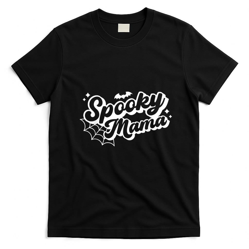 Pet Mom Halloween Shirt - Spooky Mama Shirt Women Witch Mom Halloween Retro Groovy T-Shirt