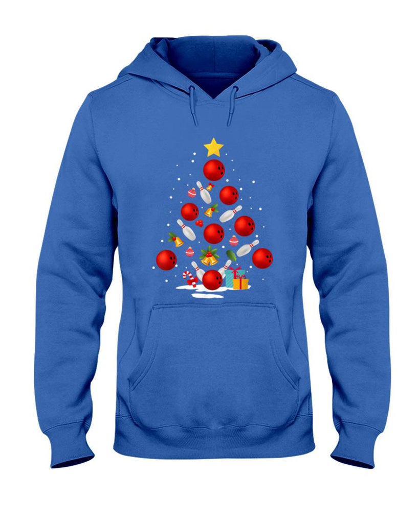 Funny Bowling Christmas Tree Lights Xmas Gifts For Men Women Short Sleeve T-Shirt