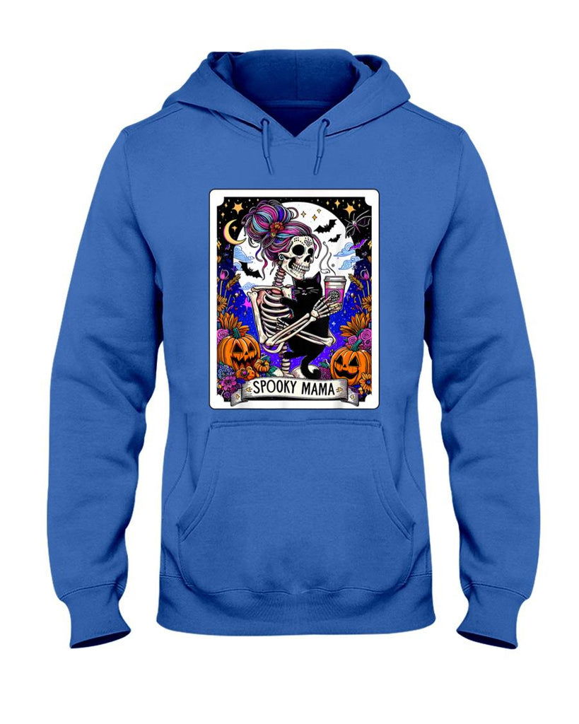 Pet Mom Halloween Shirt - Spooky Mama Tarot Card Halloween Mom Skull Mama Black Cat T-Shirt for Men Women Kids