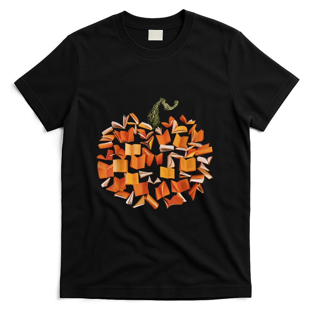 Vintage Book Pumpkin Autumn Fall Librarians Bookworm Teacher T-Shirt