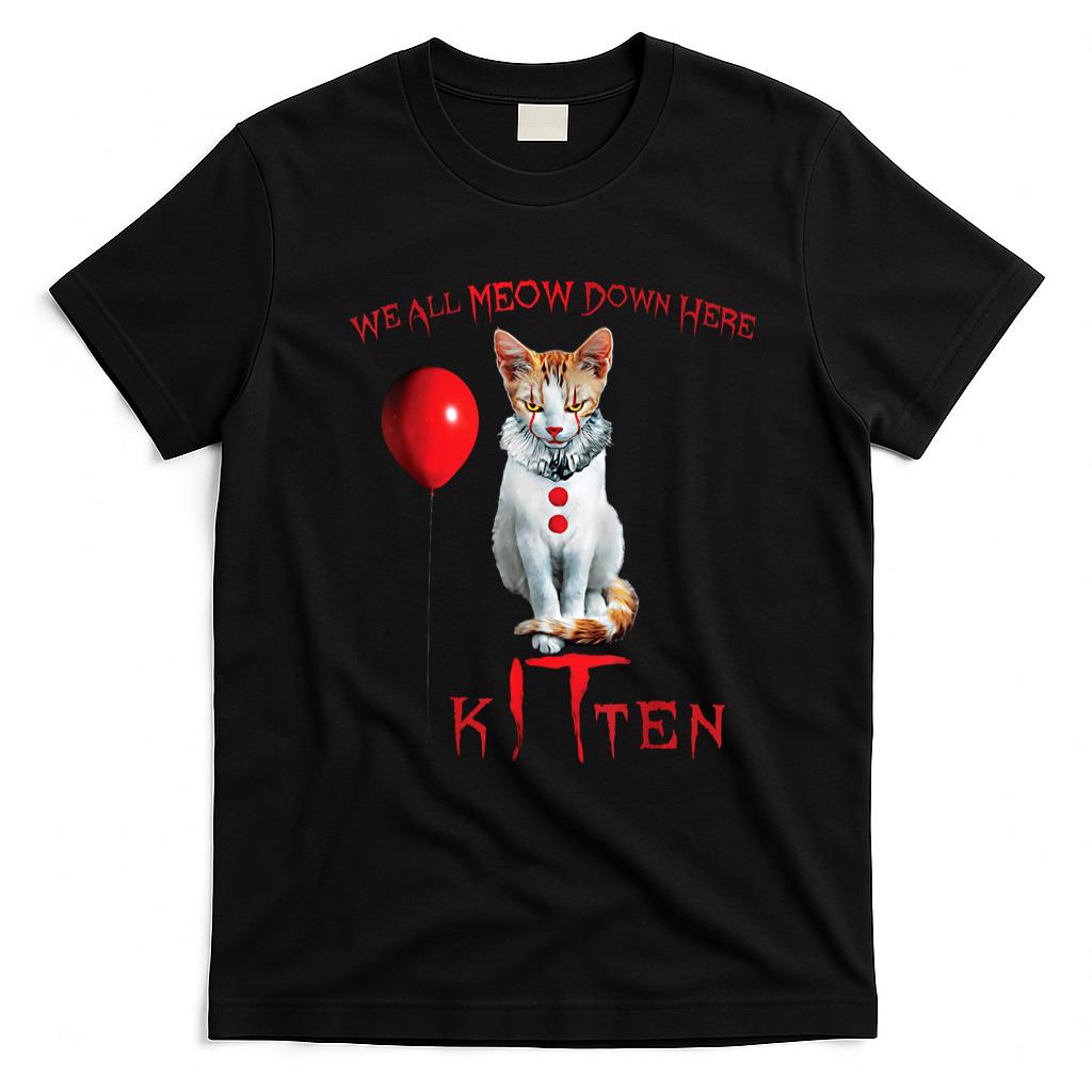 Pet Mom Halloween Shirt - We All Meow Clown Cat Kitten Halloween Funny Cute T-Shirt