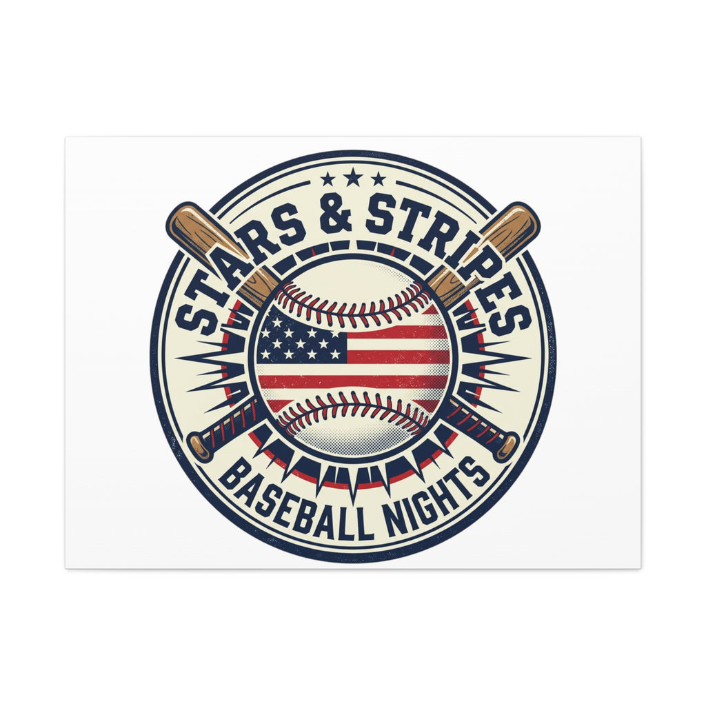 Stars & Stripes Baseball Nights Canvas | Patriotic Baseball Wall Art