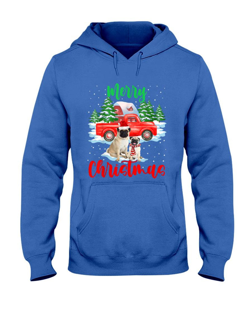 Merry Christmas Santa Pug And Truck Dog Gift T-Shirt for Men Women Kids