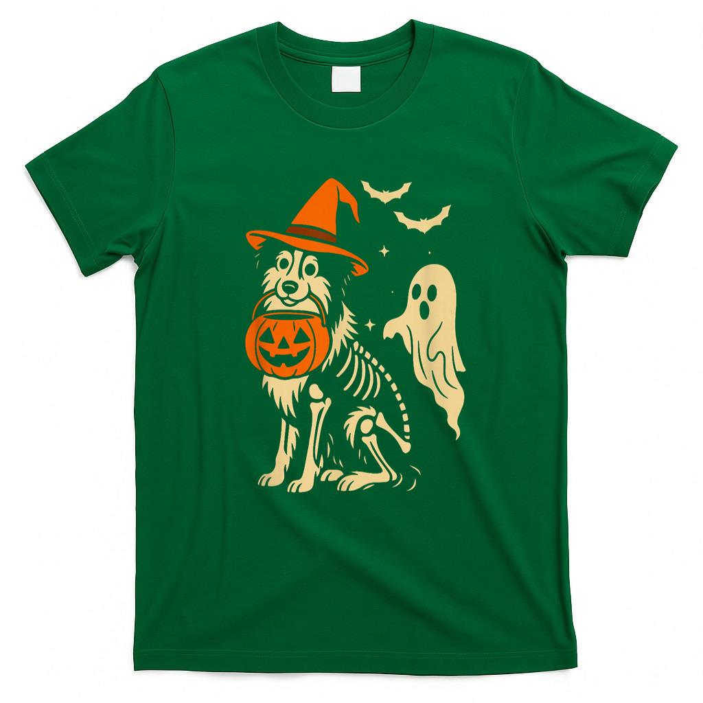 Pet Mom Halloween Shirt - Funny Skeleton Australian Shepherd Halloween Aussie Witch T-Shirt