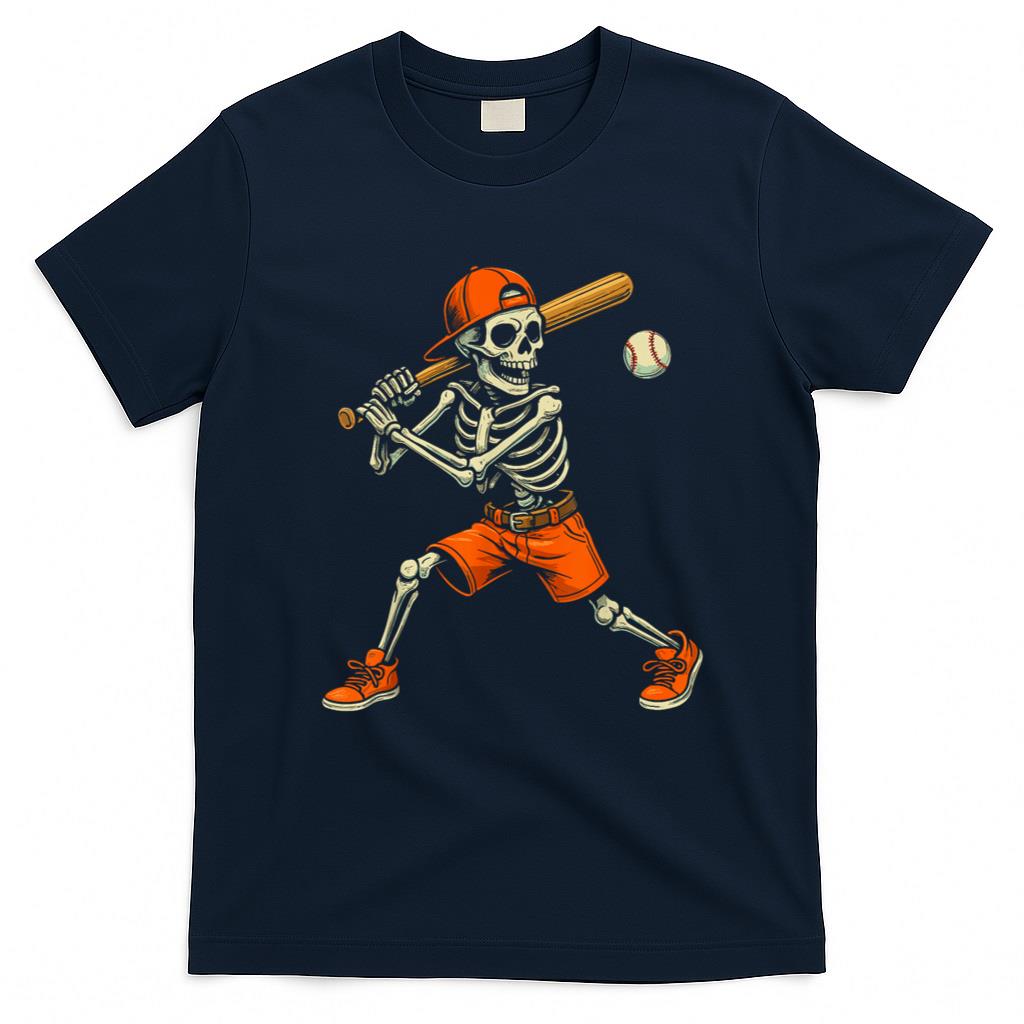 Halloween Shirt - Skeleton Baseball Halloween Costume Funny Men Boys Kids T-Shirt