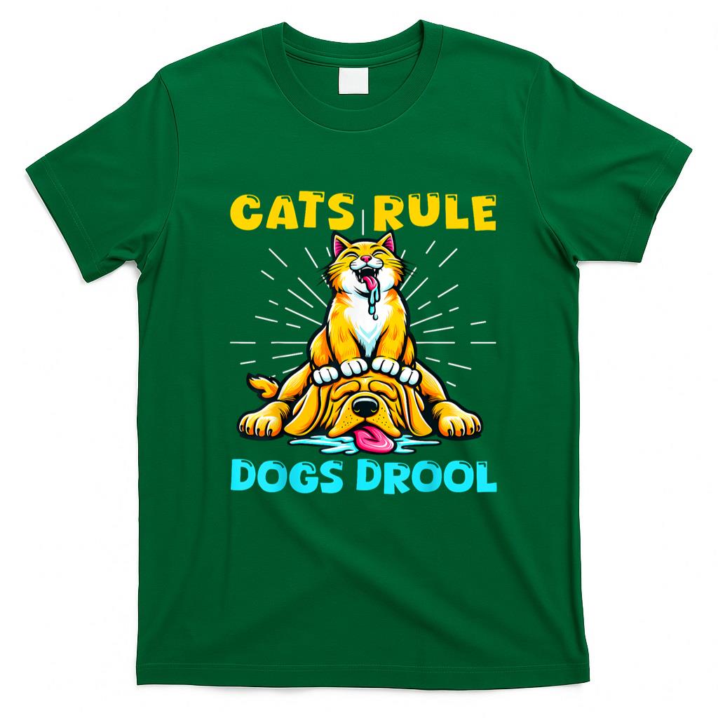 Pet Mom Halloween Shirt - Cats Rule Dogs Drool Cat Mom Dog Dad Cute Kitten Puppy Pets T-Shirt