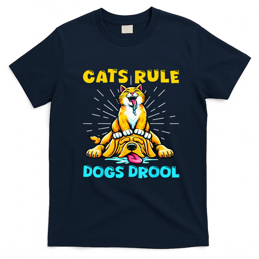 Pet Mom Halloween Shirt - Cats Rule Dogs Drool Cat Mom Dog Dad Cute Kitten Puppy Pets T-Shirt