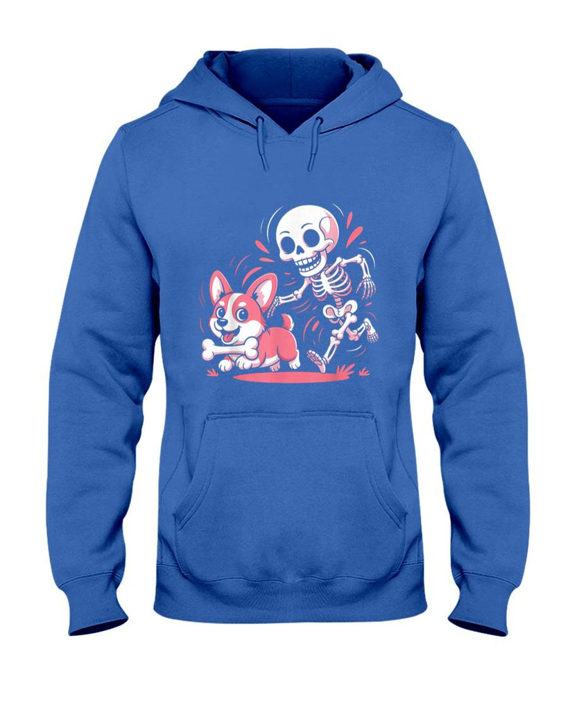 Pet Mom Halloween Shirt - Skeleton Chasing Corgi Halloween Dog Mom Pet Lover Funny T-Shirt