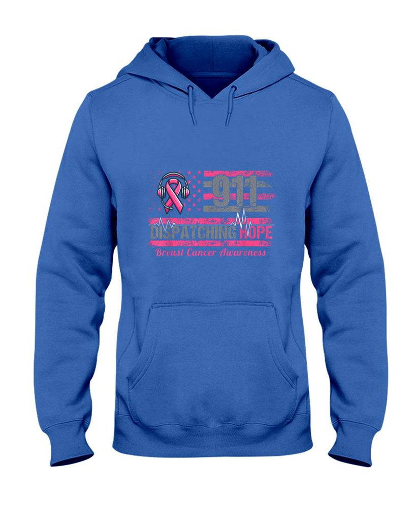 911 Dispatcher Breast Cancer Awareness American Flag T-Shirt