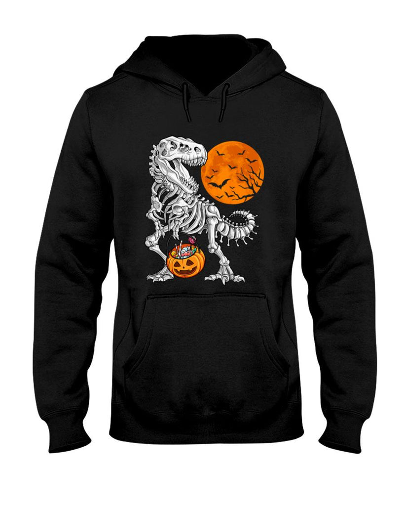 Halloween Shirt - Halloween Boys Dinosaur Skeleton T rex Scary Pumpkin Moon T-Shirt