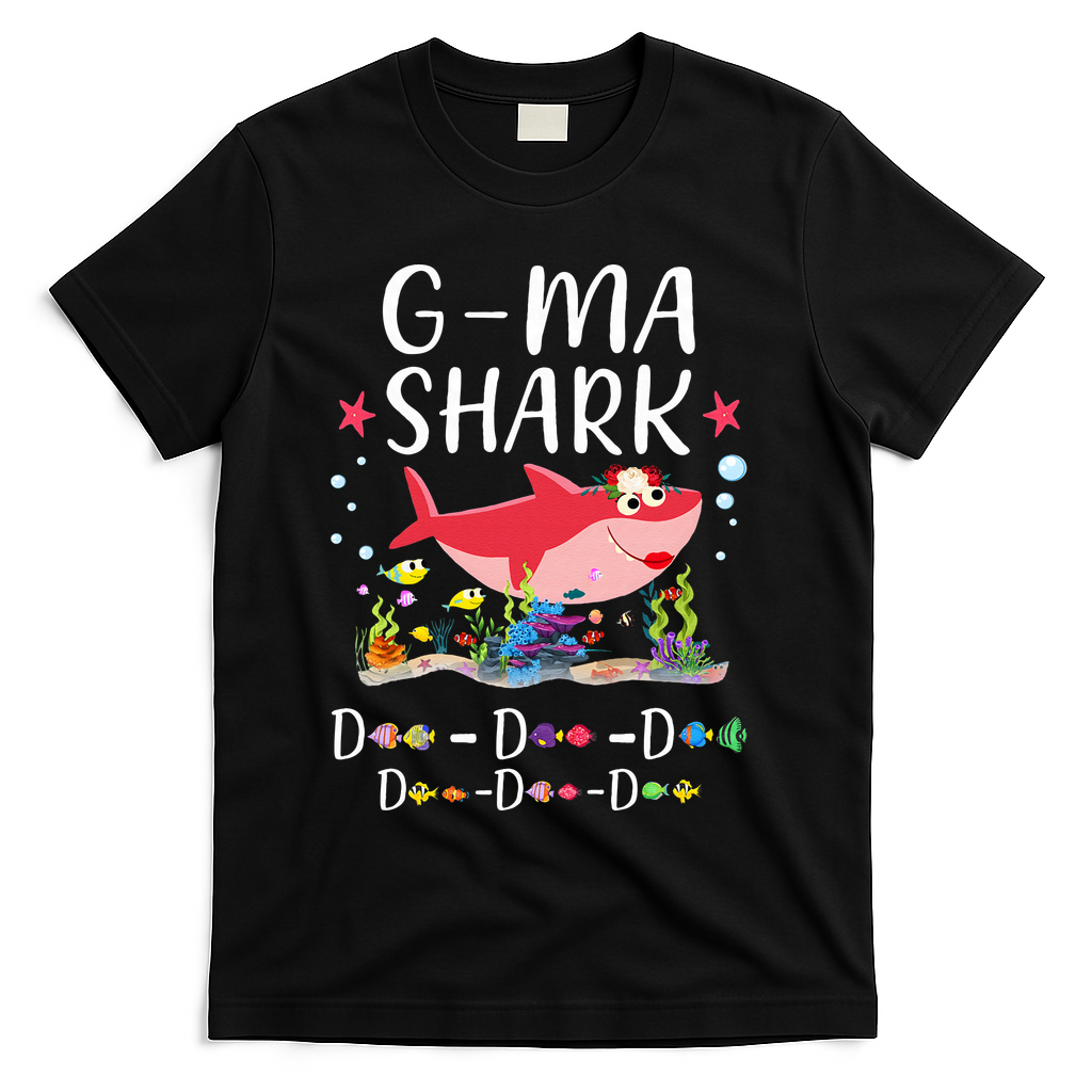 GMa Shark, Funny Mother's Day Floral Gift T-Shirt