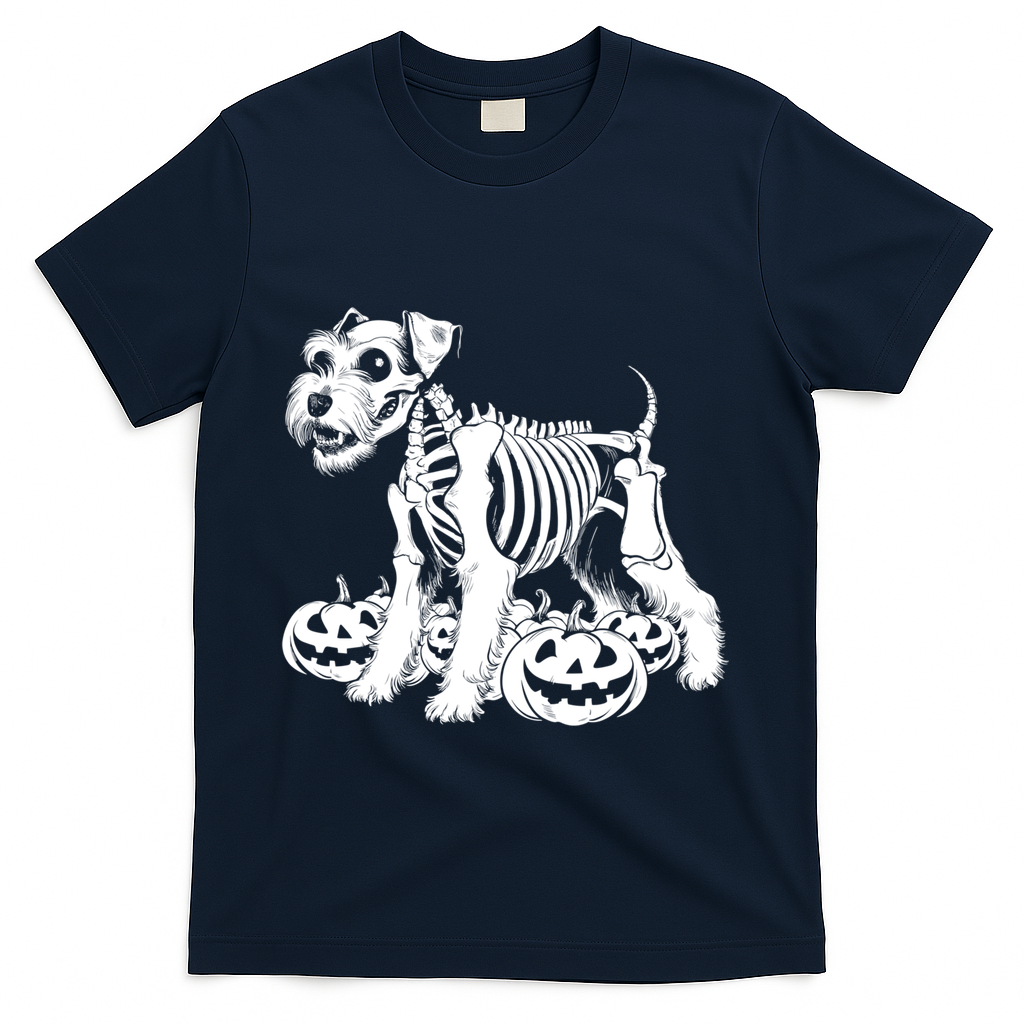 Miniature Schnauzer Skeleton Birthday Halloween Cute Gift T-Shirt