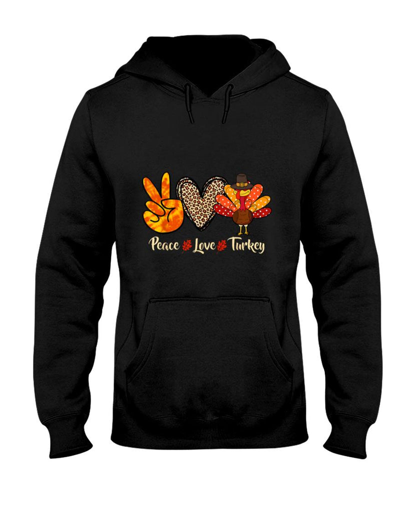 Peace Love Turkey Little Pilgrim Thanksgiving Womens Girls T-Shirt