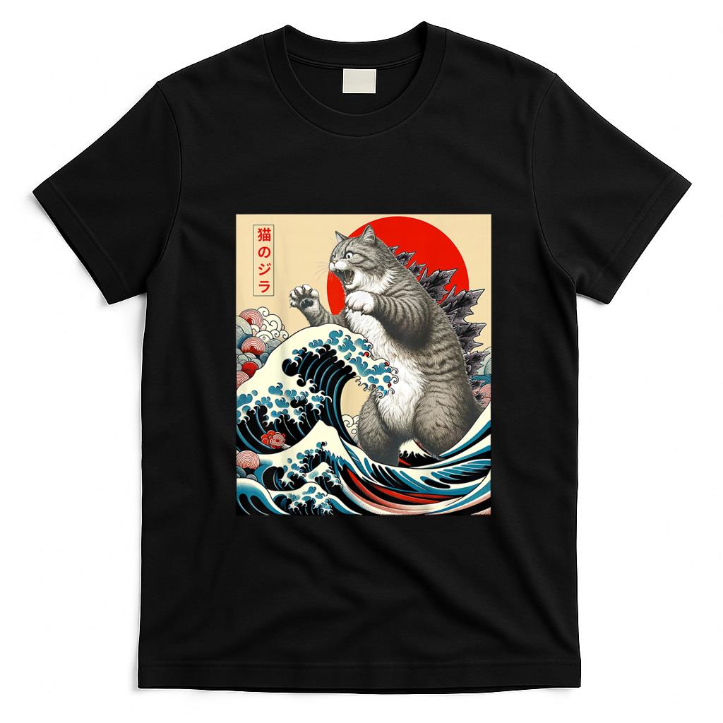 Funny Tees - Catzilla Cat Japanese Art Funny Cat Gifts For Men Women Kid T-Shirt