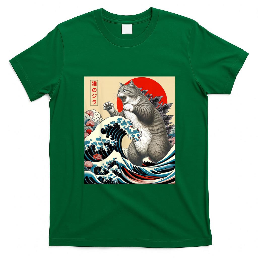 Funny Tees - Catzilla Cat Japanese Art Funny Cat Gifts For Men Women Kid T-Shirt