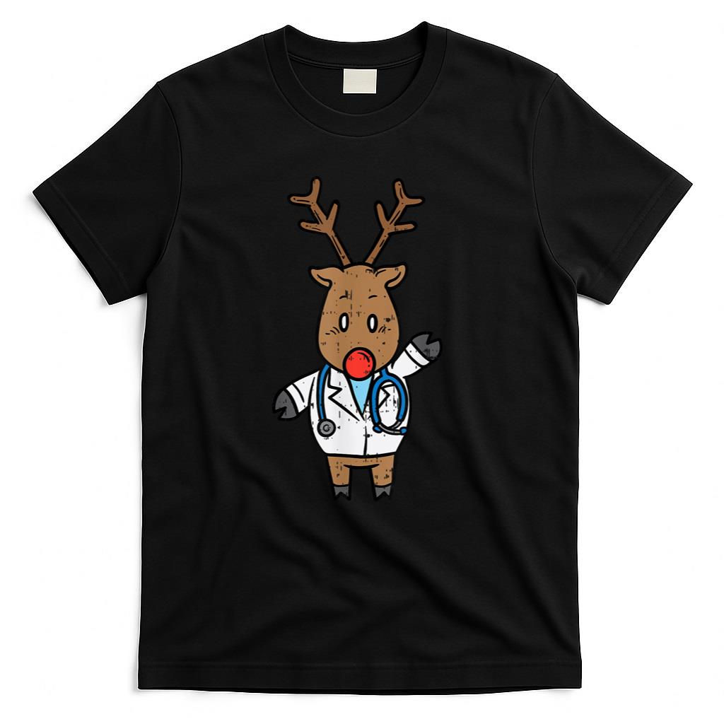 Reindeer Doctor Nurse Stethoscope Medical Christmas PJ T-Shirt