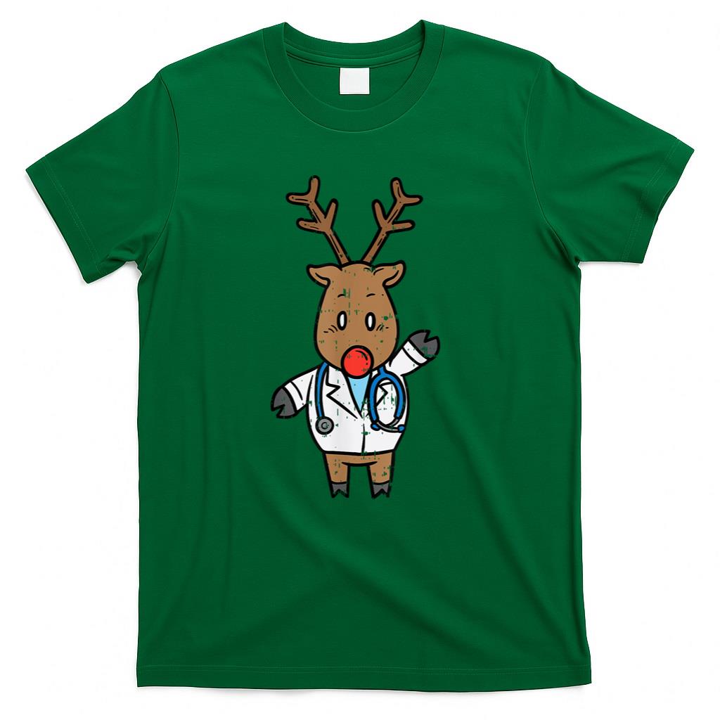 Reindeer Doctor Nurse Stethoscope Medical Christmas PJ T-Shirt