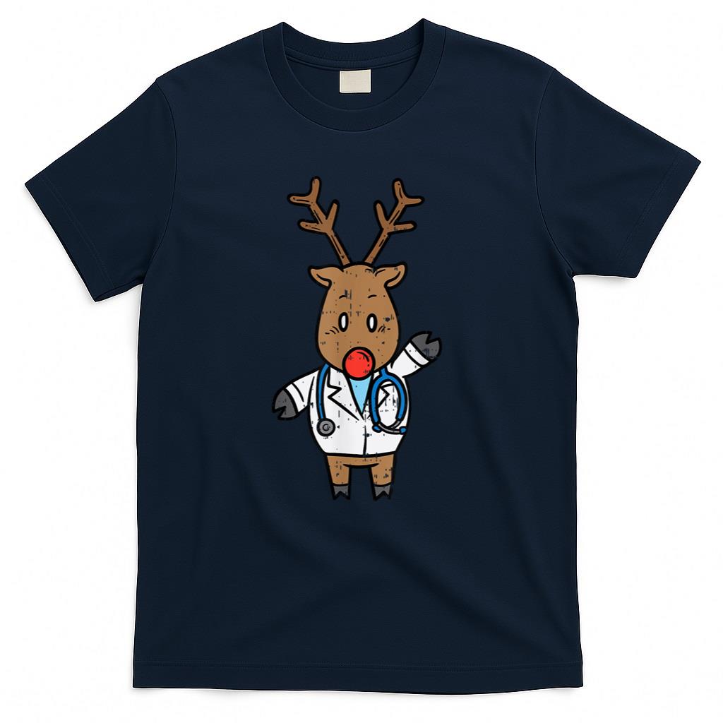 Reindeer Doctor Nurse Stethoscope Medical Christmas PJ T-Shirt
