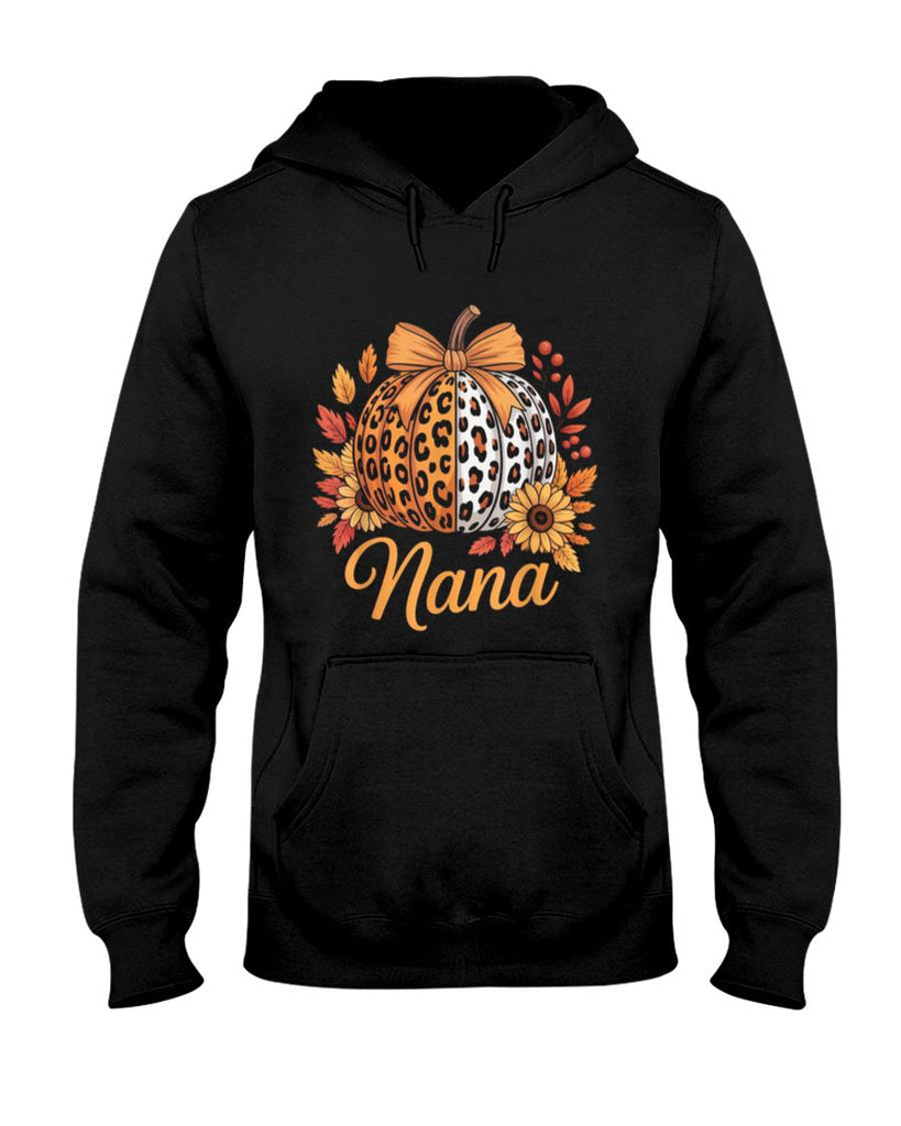 Nana Thanksgiving Leopard Pumpkin Sunflower Coquette Bow Tee T-Shirt