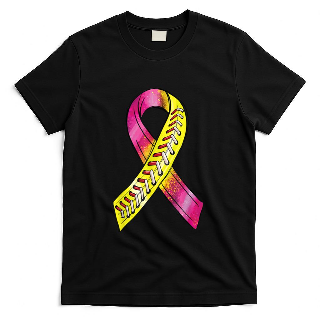 Strike Out Breast Cancer Awareness Day Pink Ribbon Softball T-Shirt