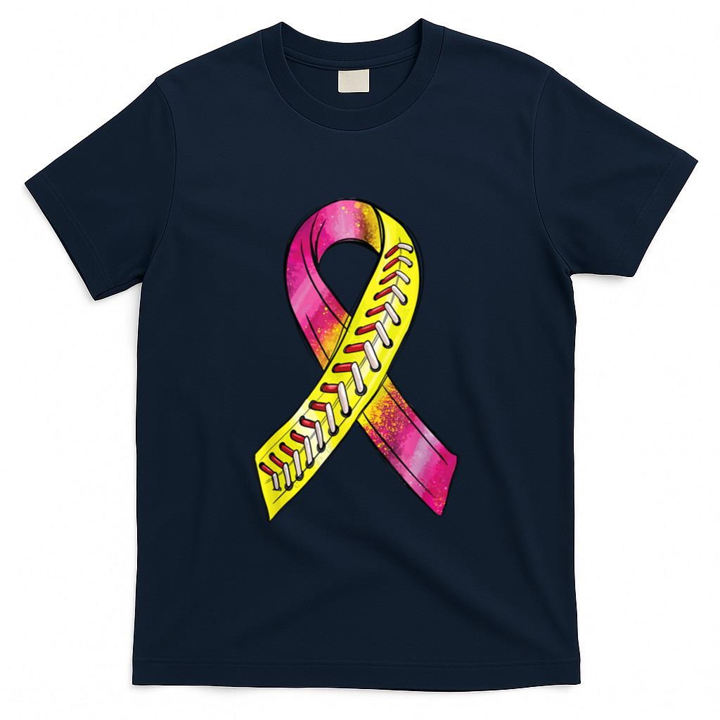 Strike Out Breast Cancer Awareness Day Pink Ribbon Softball T-Shirt