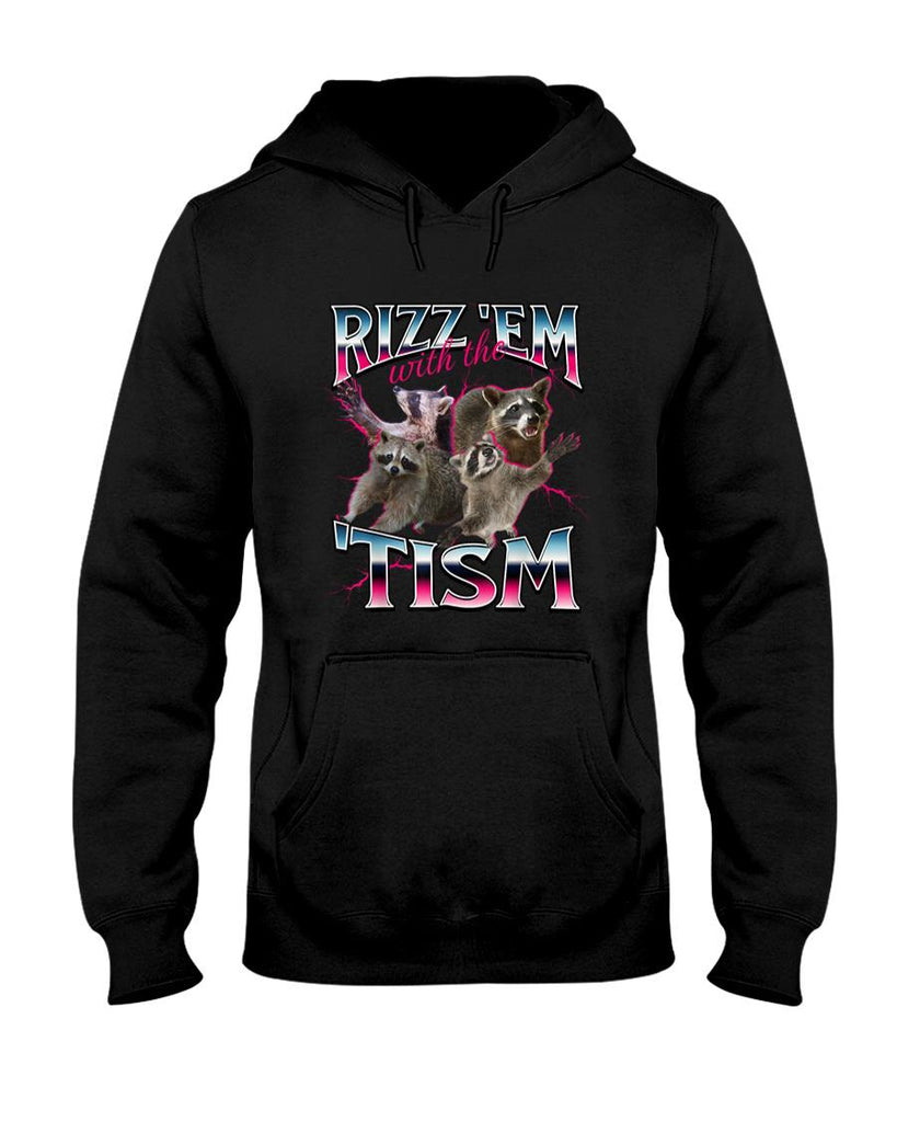 Funny Tees - Autism Funny Rizz Em With The Tism Meme Autistic Racoon T-Shirt