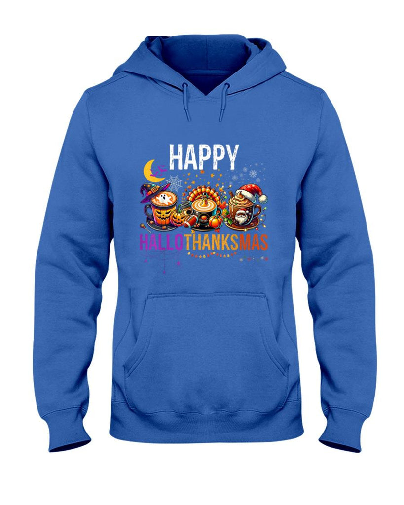 Happy Hallothanksmas Halloween Thanksgiving Christmas Coffee T-Shirt
