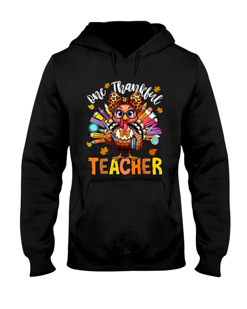 One Thankful Teacher Thanksgiving Turkey Cute Crayon Pencil T-Shirt