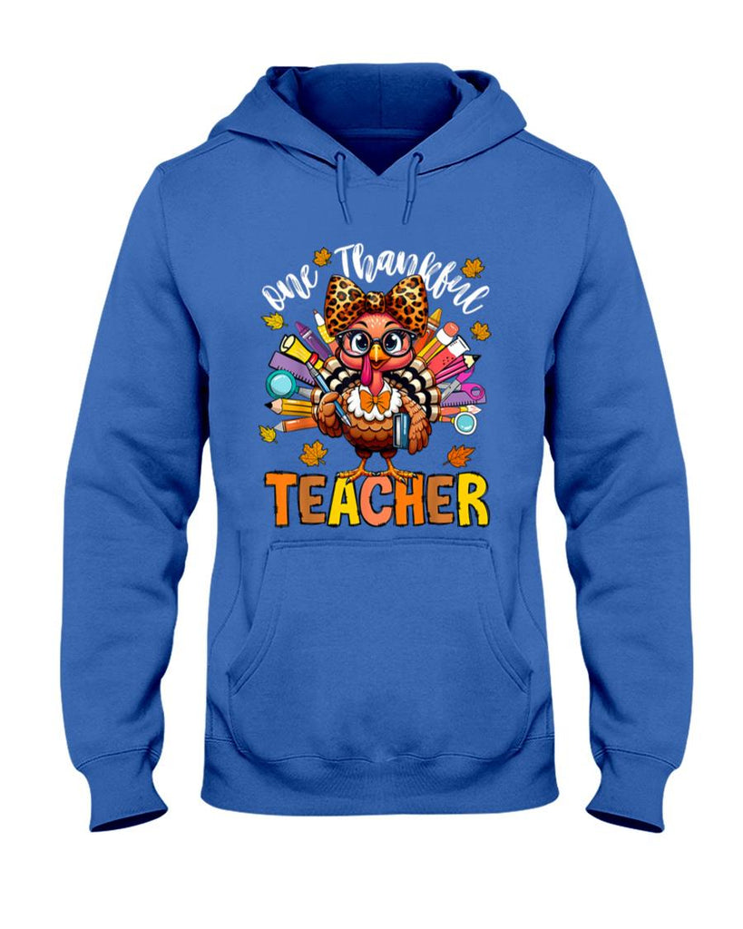 One Thankful Teacher Thanksgiving Turkey Cute Crayon Pencil T-Shirt