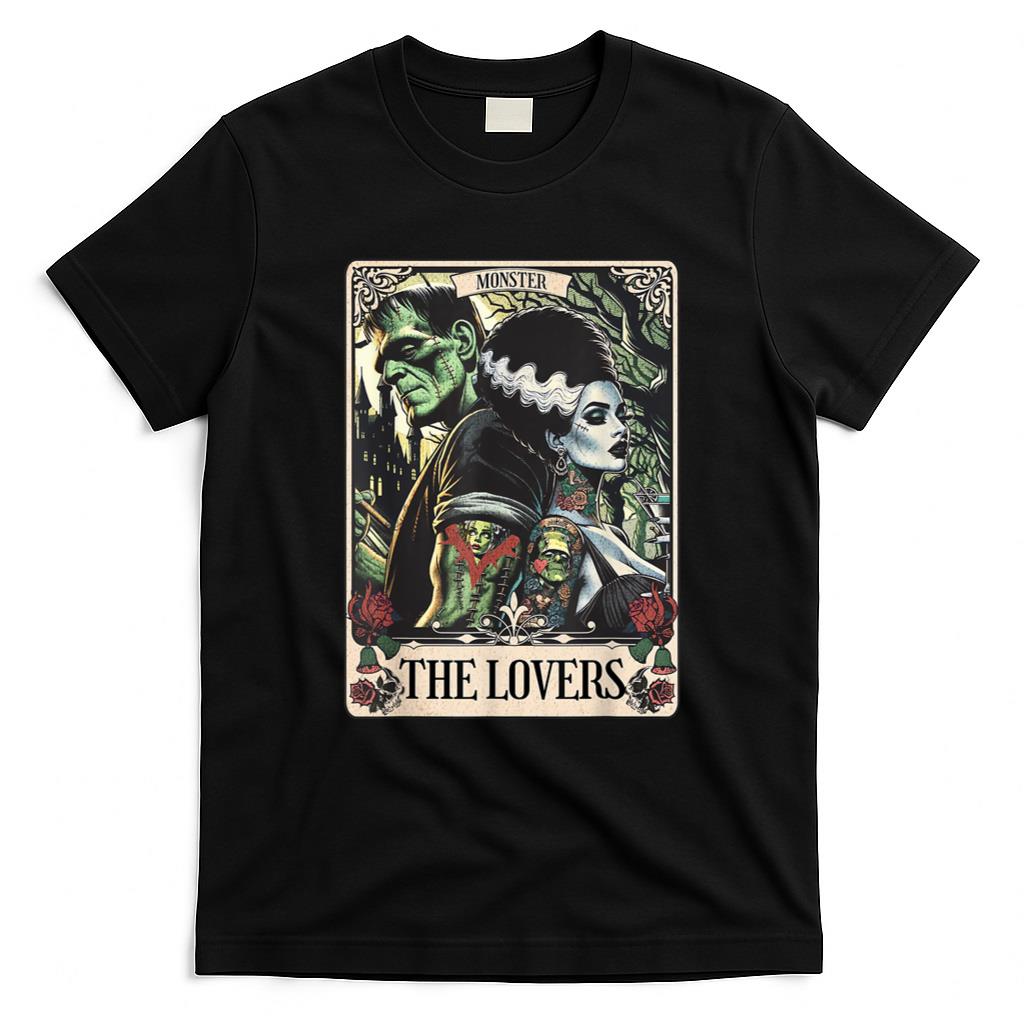 Frankenstein and Bride Lovers Tarot Card T-Shirt