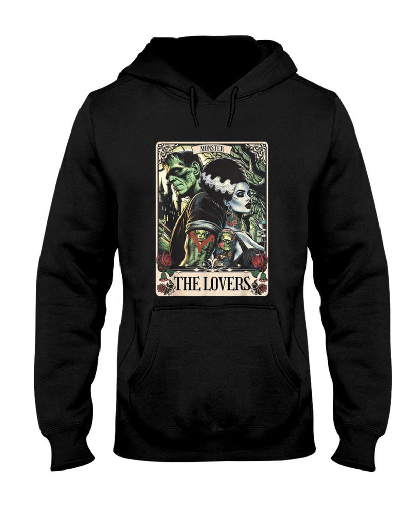 Halloween Shirt - The Monster Frankenstein And Bride The Lovers Tarot Card T-Shirt