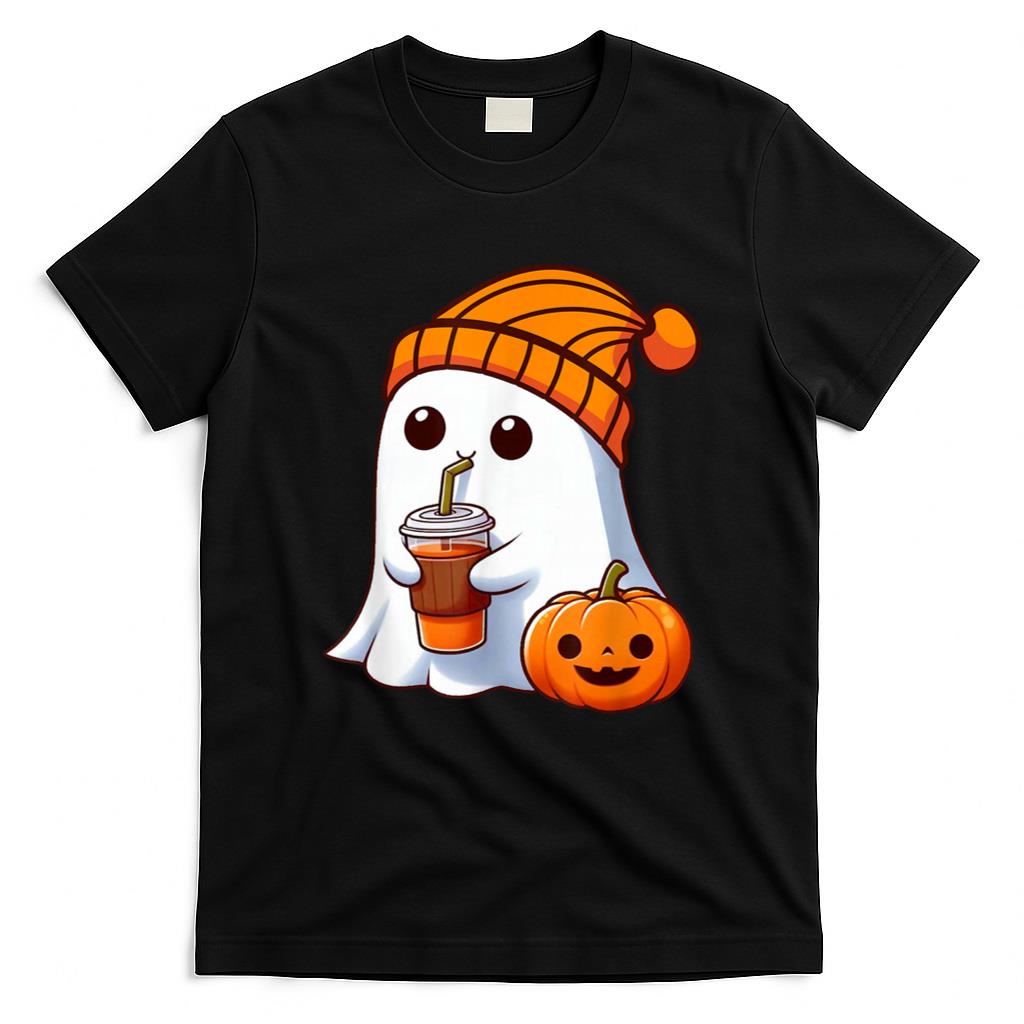 Halloween Shirt - Halloween Costume Ghost drinking pumpkin Men Women girls T-Shirt