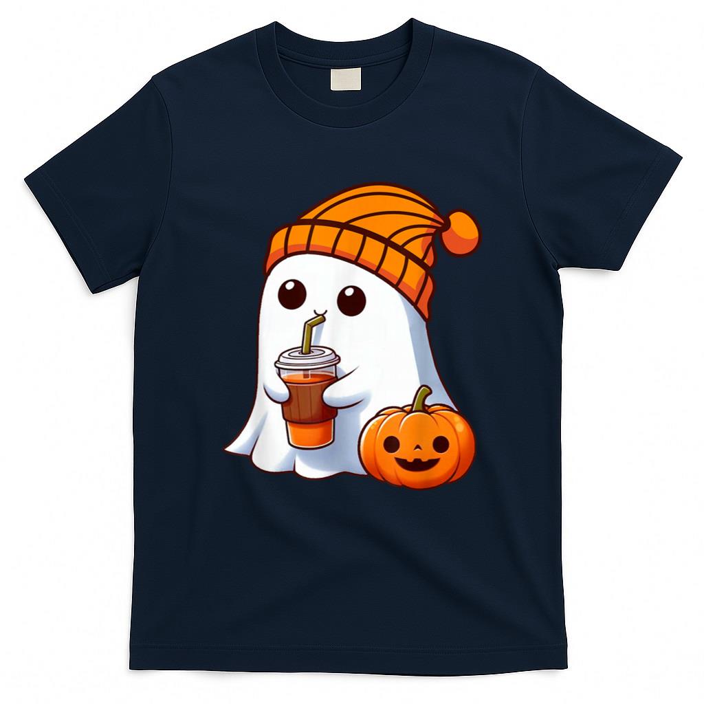 Halloween Shirt - Halloween Costume Ghost drinking pumpkin Men Women girls T-Shirt
