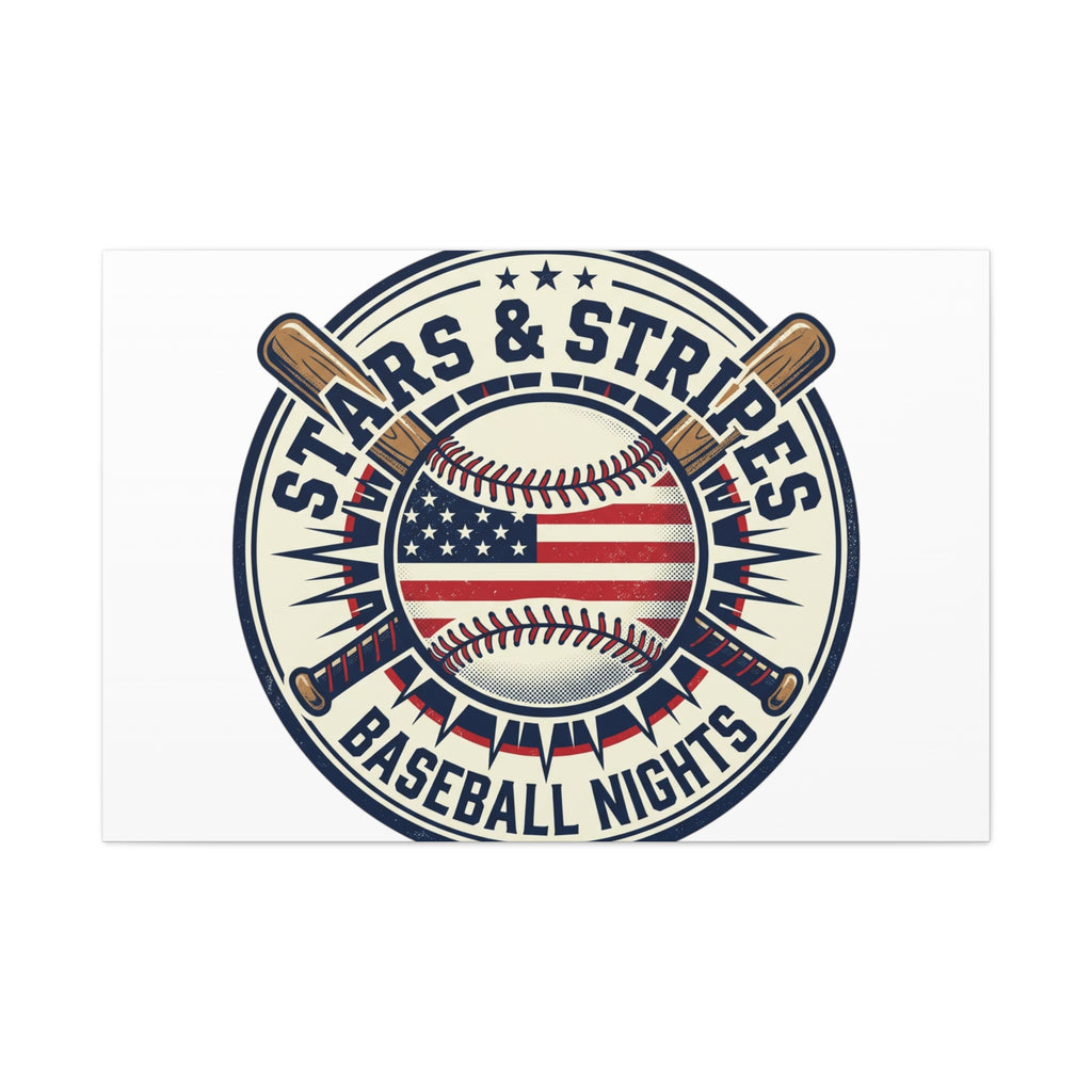 Stars & Stripes Baseball Nights Canvas | Patriotic Baseball Wall Art