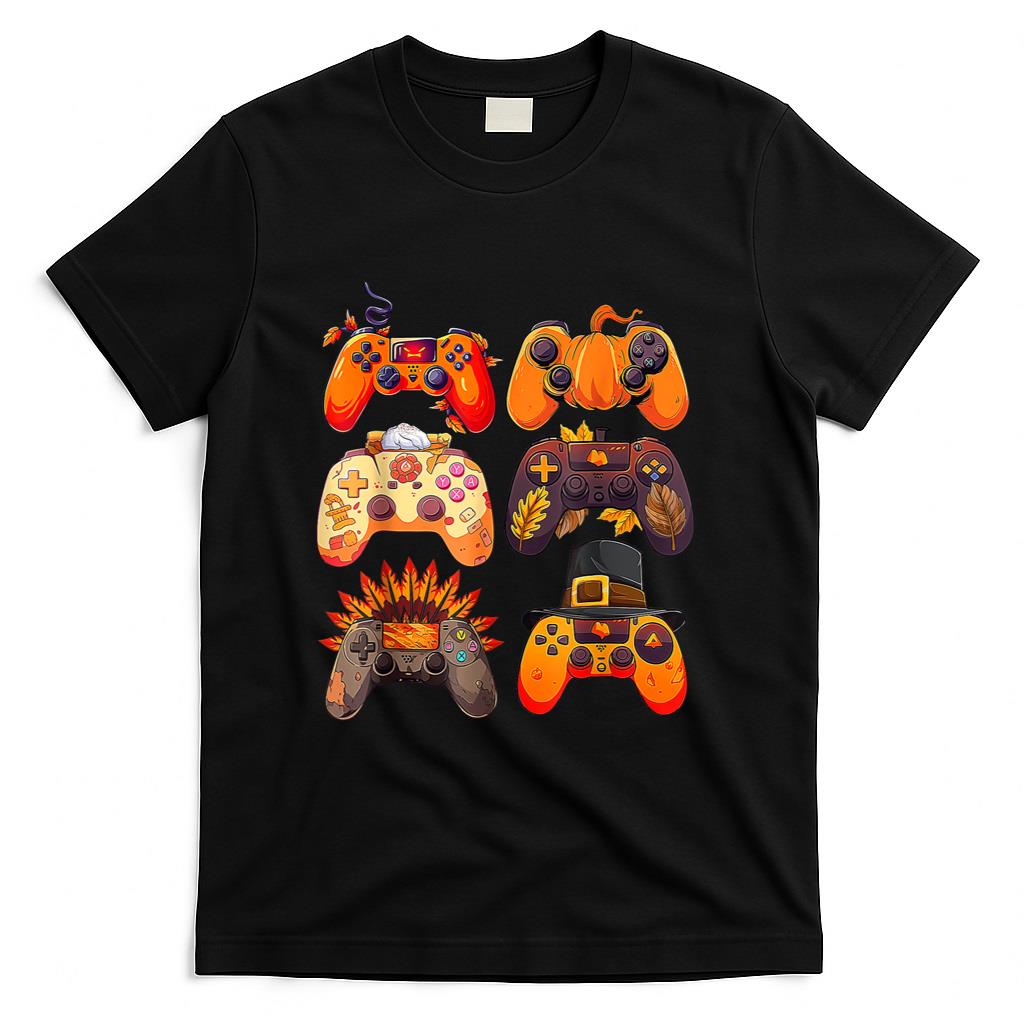 Controllers Fall Gaming Video Game Turkey Thanksgiving Boys T-Shirt